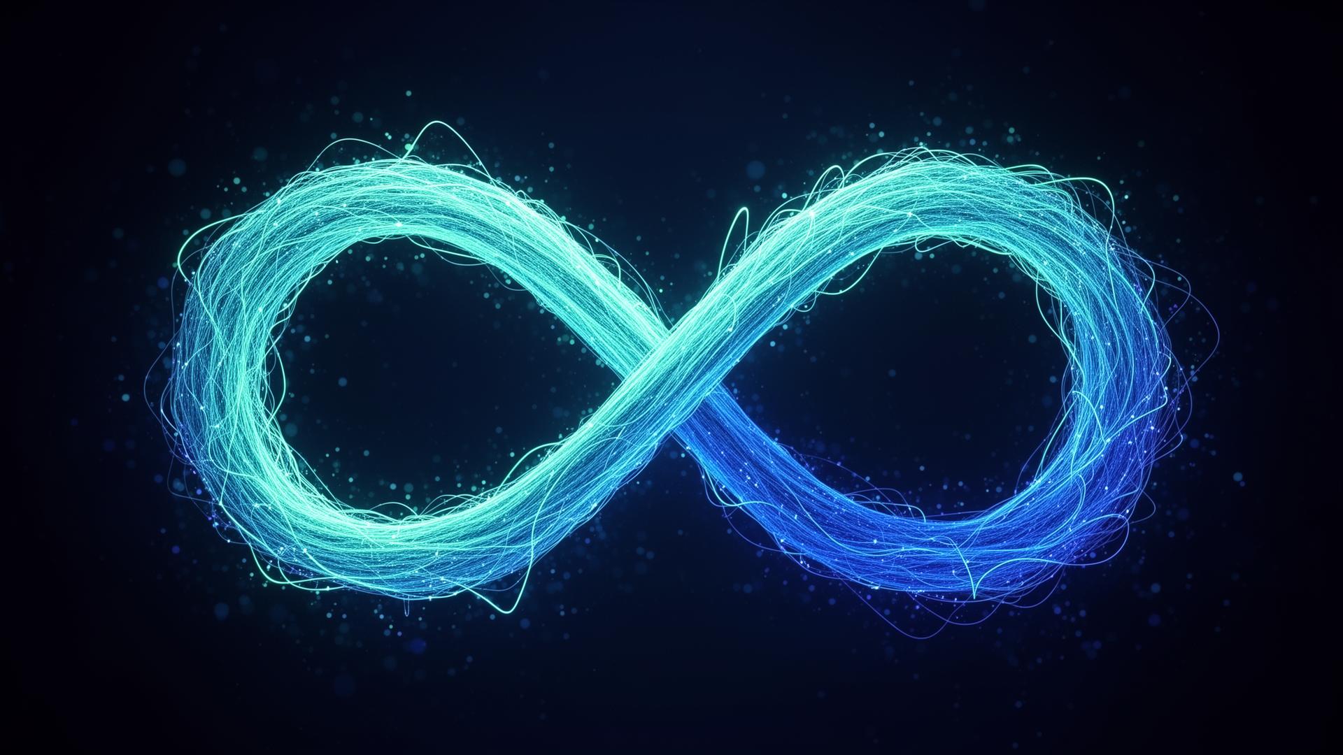 Glowing infinity symbol representing limitless technology possibilities